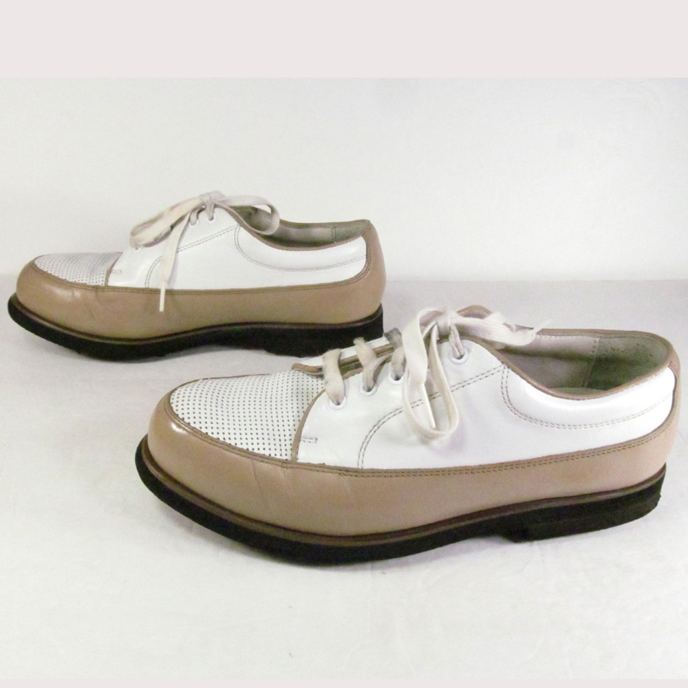 Golfstream Golf Shoes White & Tan Size 7 1/2